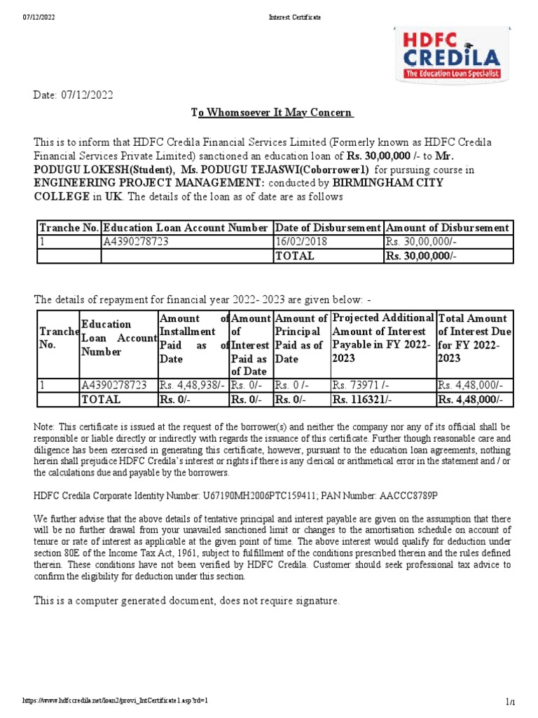 Education Loan Interest Pdf Loans Student Loan