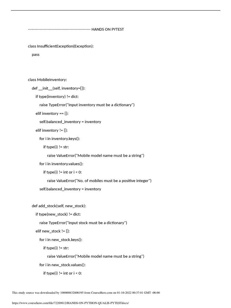 Hands On Python Qualis Pytest | PDF | Mobile Telecommunications User ...