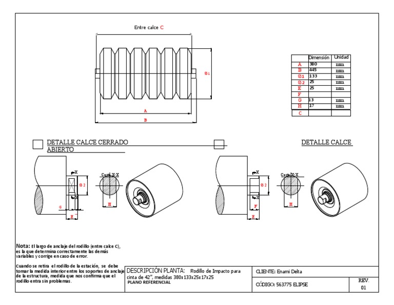 Detalle de Rodillo de Impacto 42” | PDF