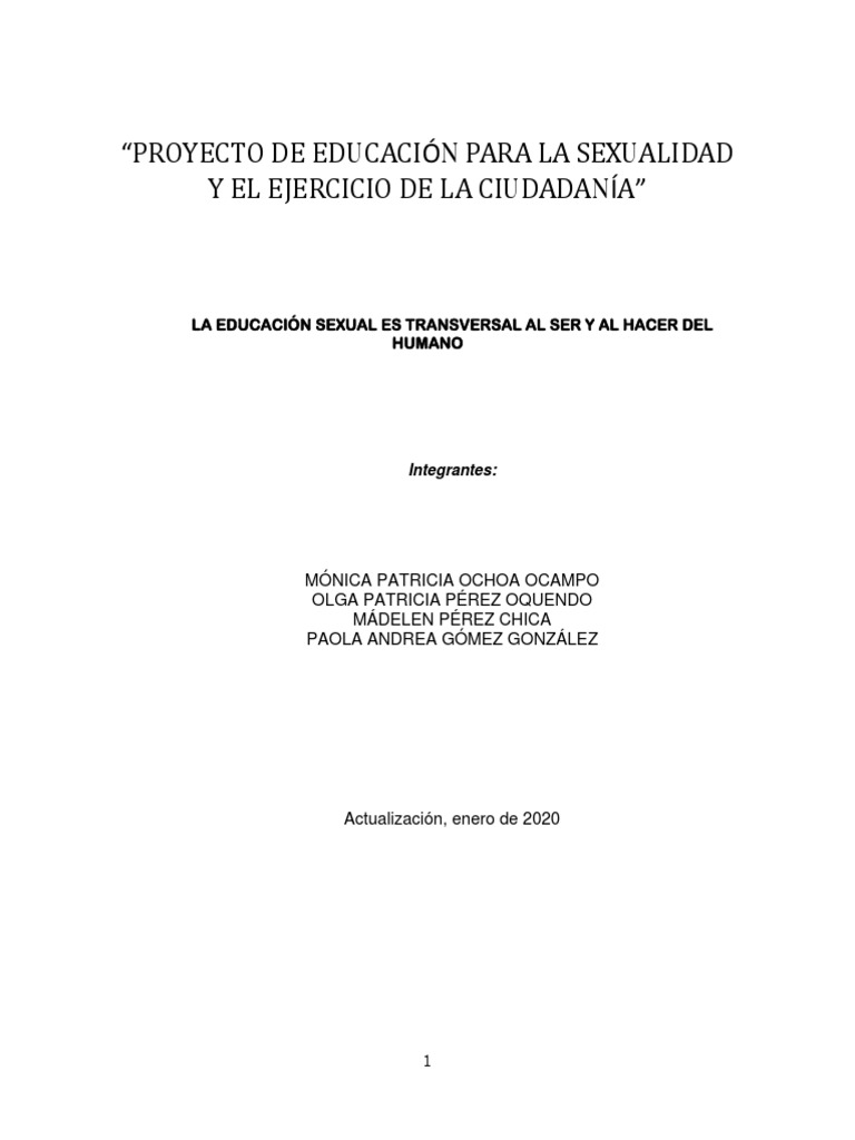 Proyecto de Educación Sexua_2020 PDF La sexualidad humana