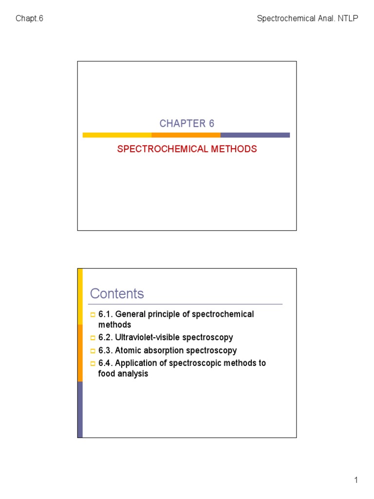 CHAPTER 6 SPECTROCHEMICAL ANALYSISHandout PDF Spectroscopy Absorbance