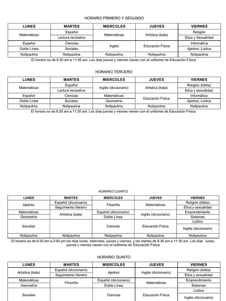Horarios | PDF | Ciencias sociales | Estudios de idiomas extranjeros