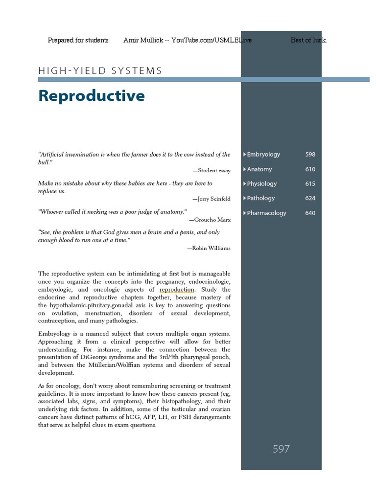 Annotated First Aid for Reproductive Biology | PDF | Life Sciences ...