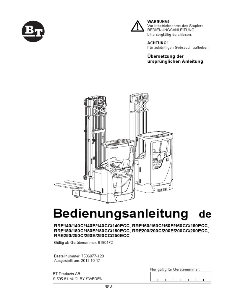 Nr. 80 BT RRE140-250E, Geräte Nr. 6180172-Offen | PDF