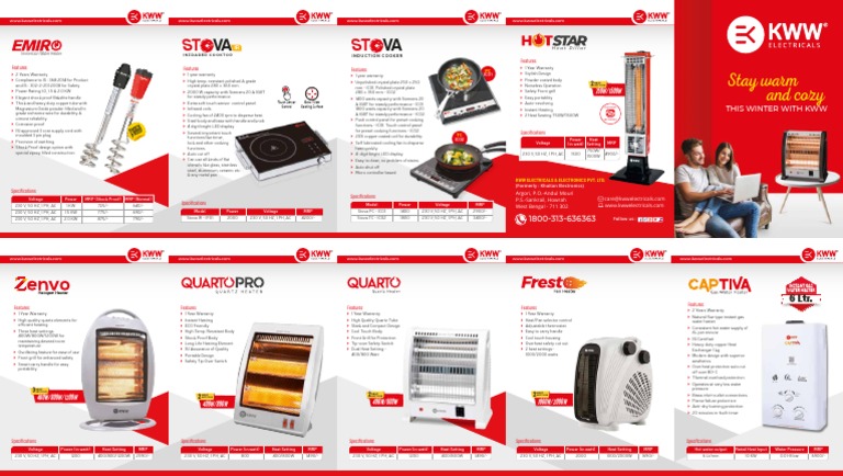 KWW Electricals: Appliances & Heaters | PDF | Water Heating | Materials