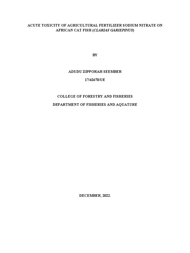 Acute Toxicity of Agricultural Fertilizer PDF