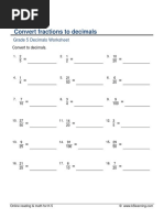 Grade 5 Fractions To Decimals Proper e