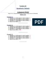 Assignment Model: Quantitative Methods