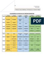 Calendário de provas do curso técnico em eletrônica