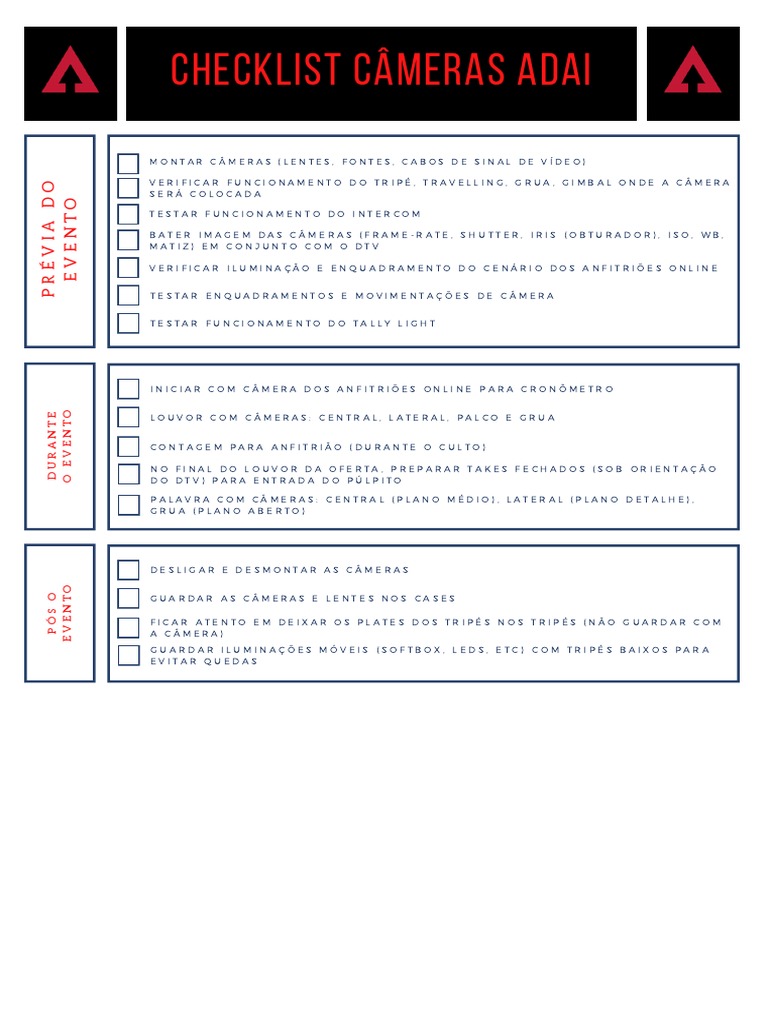 Checklist Câmeras ADAI PDF