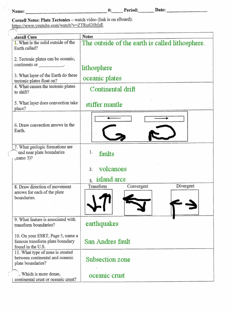 Plate Tectonics Key Concepts and Processes Revealed Through Cornell