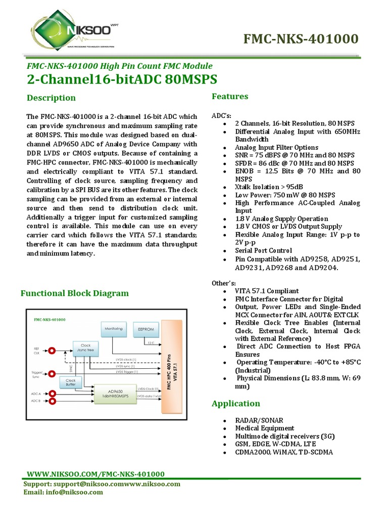 Fmc Nks 401000 Pdf Analog To Digital Converter Information And