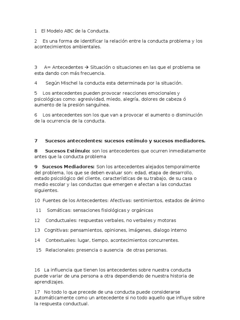 El Modelo ABC de La Conducta | PDF | Comportamiento | Las emociones