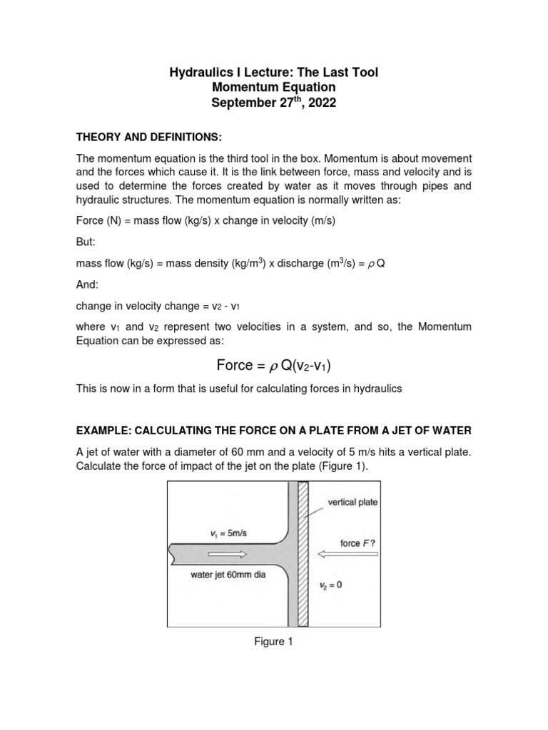 Understanding the Momentum Equation in Hydraulics | PDF | Force | Momentum