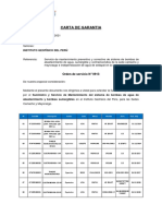 Carta de garantía de mantenimiento de bombas