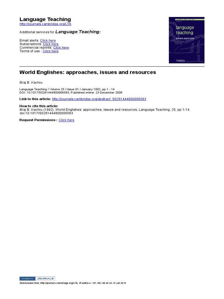 Kachru on World Englishes Issues | PDF | English Language | Linguistics