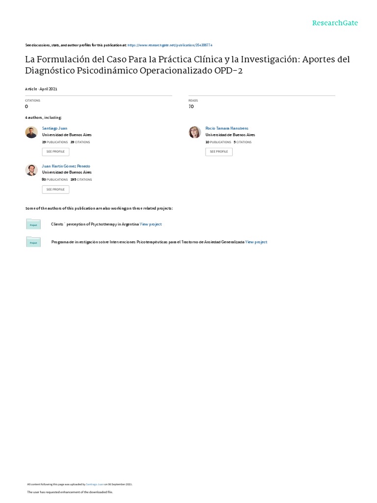 Diagnóstico Psicodinámico OPD-2 en Terapia | PDF | Psicoanálisis ...