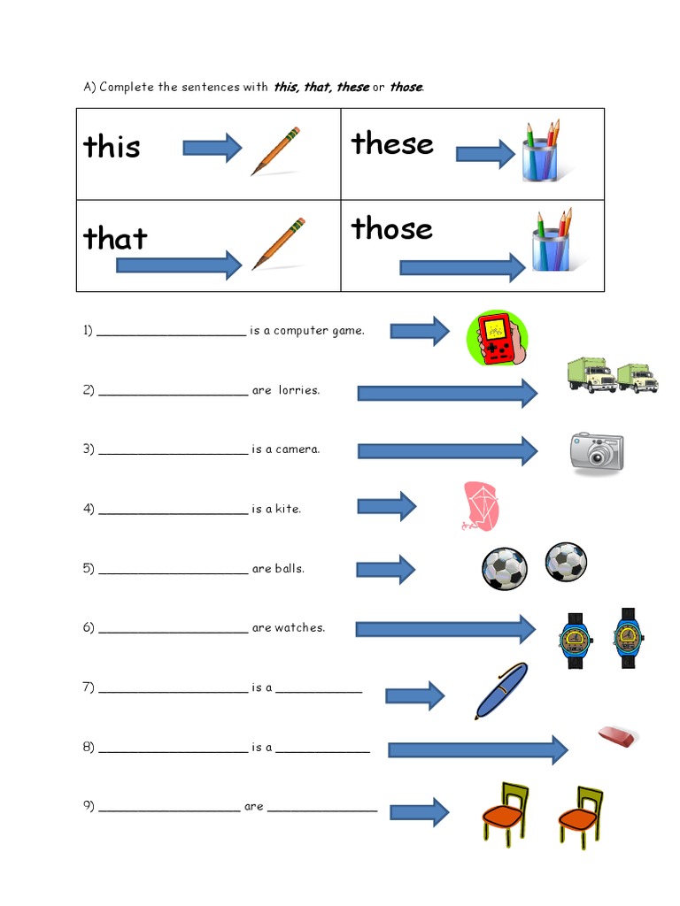 Fill in the Blanks: This, That, These, Those | PDF | Computers ...