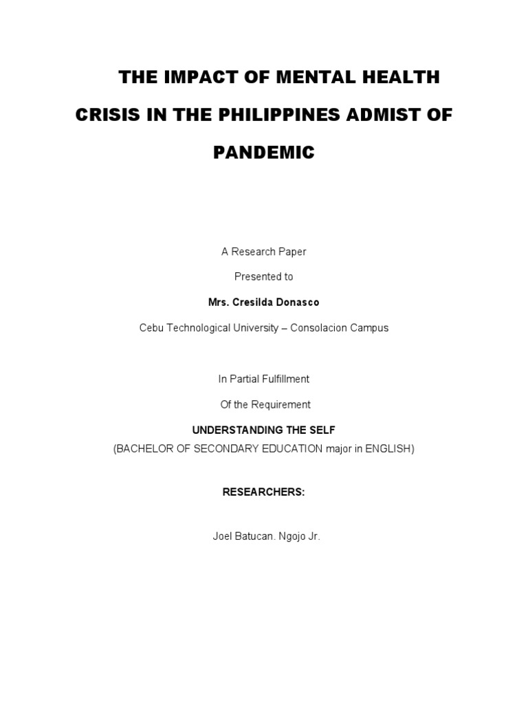 MENTAL HEALTH CRISIS IN THE PHILIPPINES-joel | PDF | Mental Disorder ...