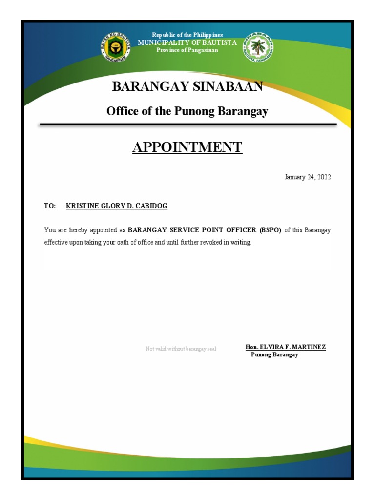Bspo Appointment | PDF