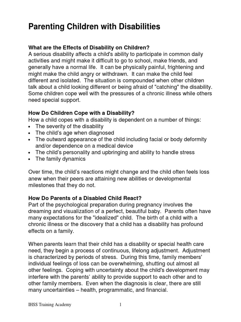 Parenting Strategies for Disabled Children | PDF | Sibling | Stress ...