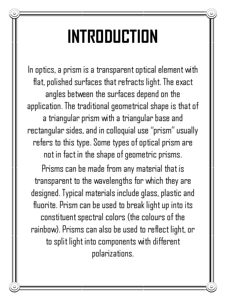 Physics Investigatory Project | PDF | Light | Prism