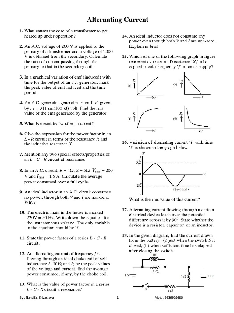 Alternating Current1 PDF Inductor Electrical Impedance
