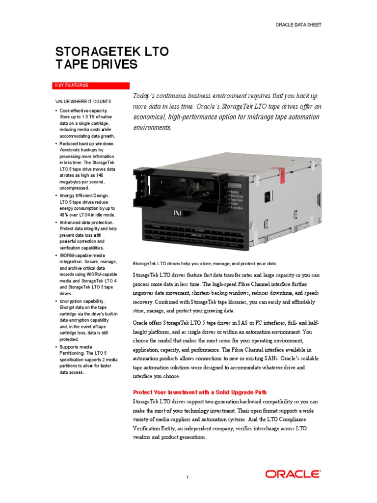 Storagetek Lto Tape Drive PDF Backup Computing
