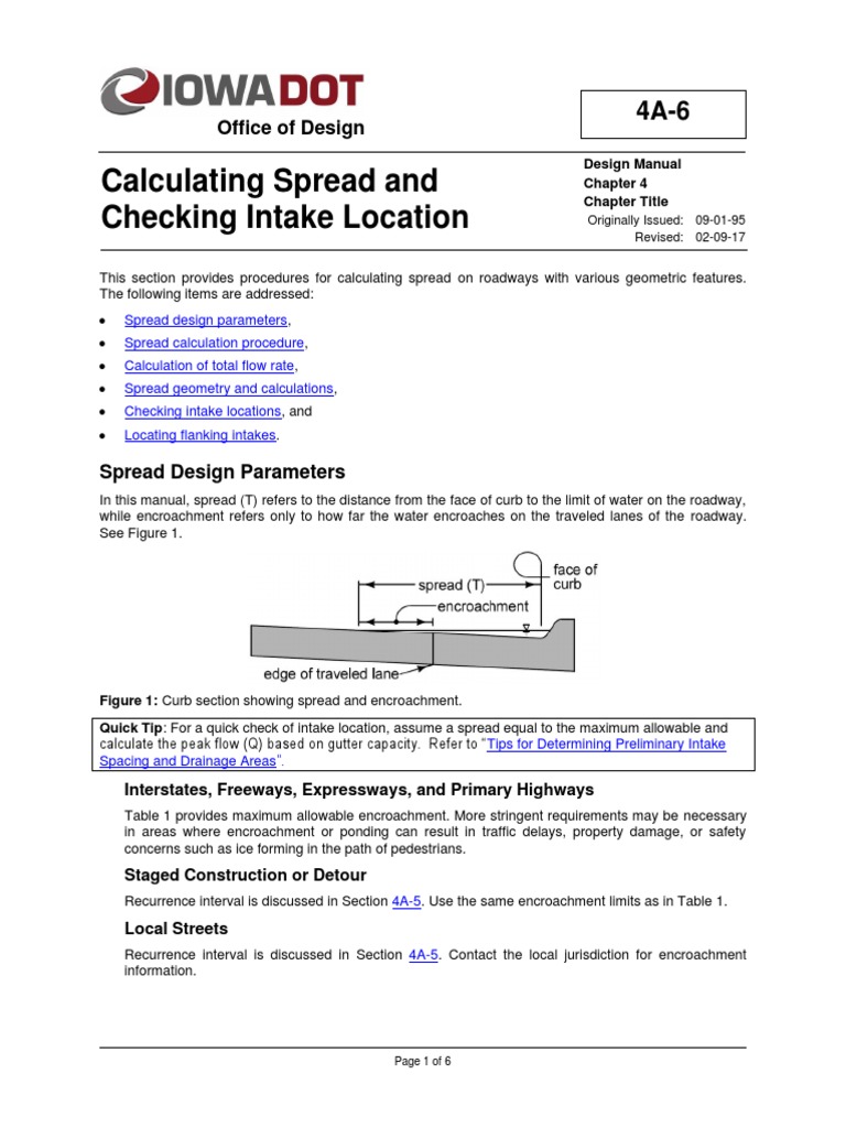 Gutter Spread Calculation Procedures | PDF | Traffic | Controlled ...