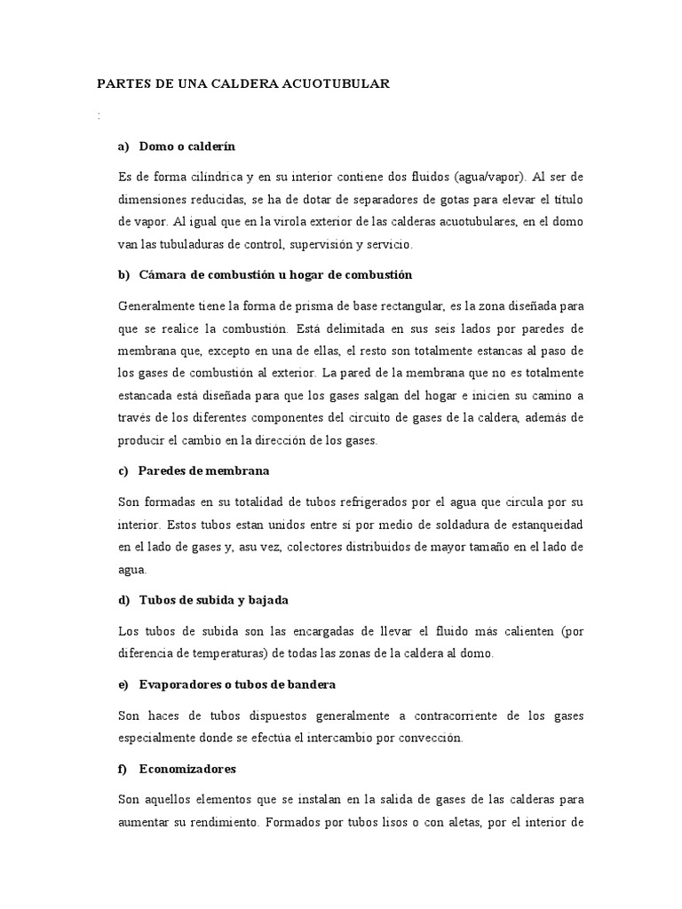 Partes de Una Caldera Acuotubular | PDF | Vapor | Agua