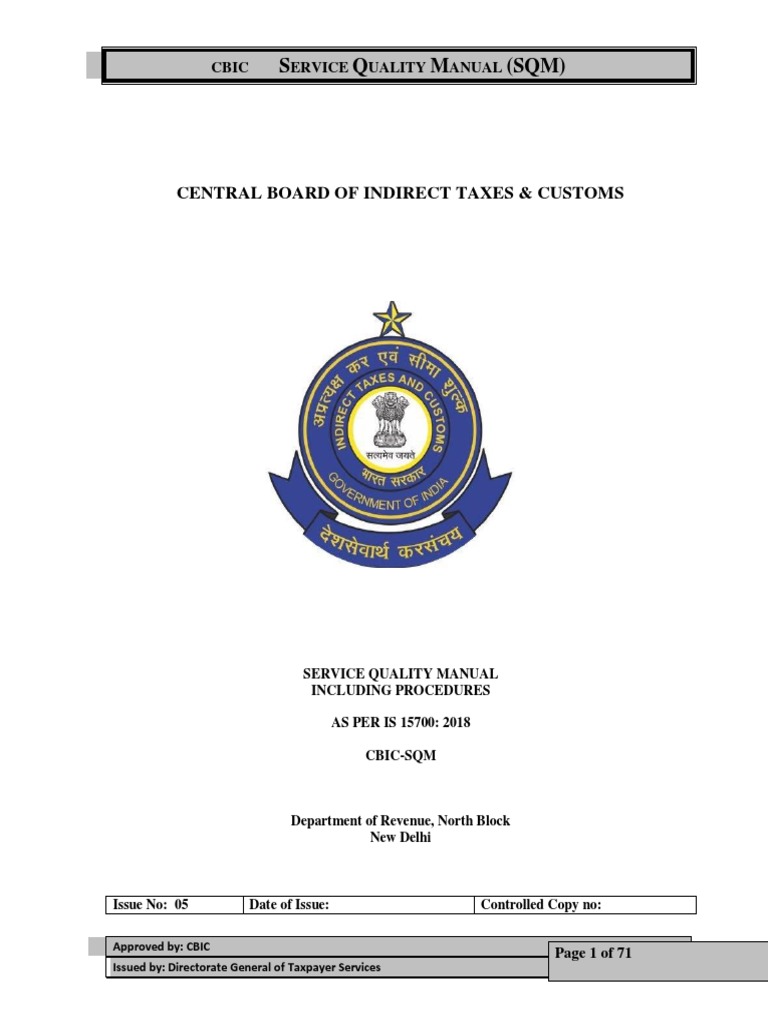 Cbec SQM Manual 20122019 | PDF | Audit | Taxes