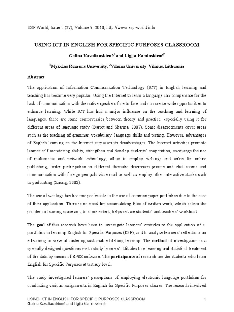 Using Ict in Esp | PDF | Educational Technology | Educational Assessment