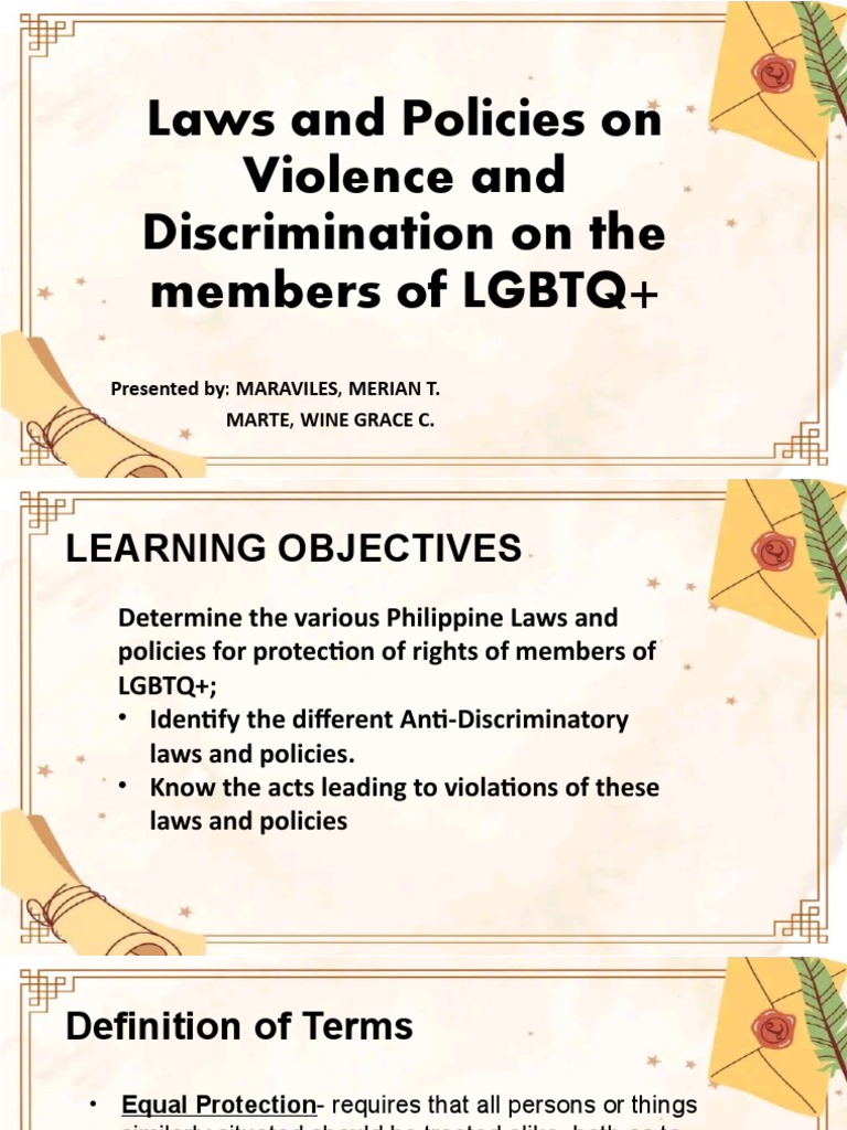 LGBTQ+ Anti-Discrimination Laws in the Philippines | PDF ...