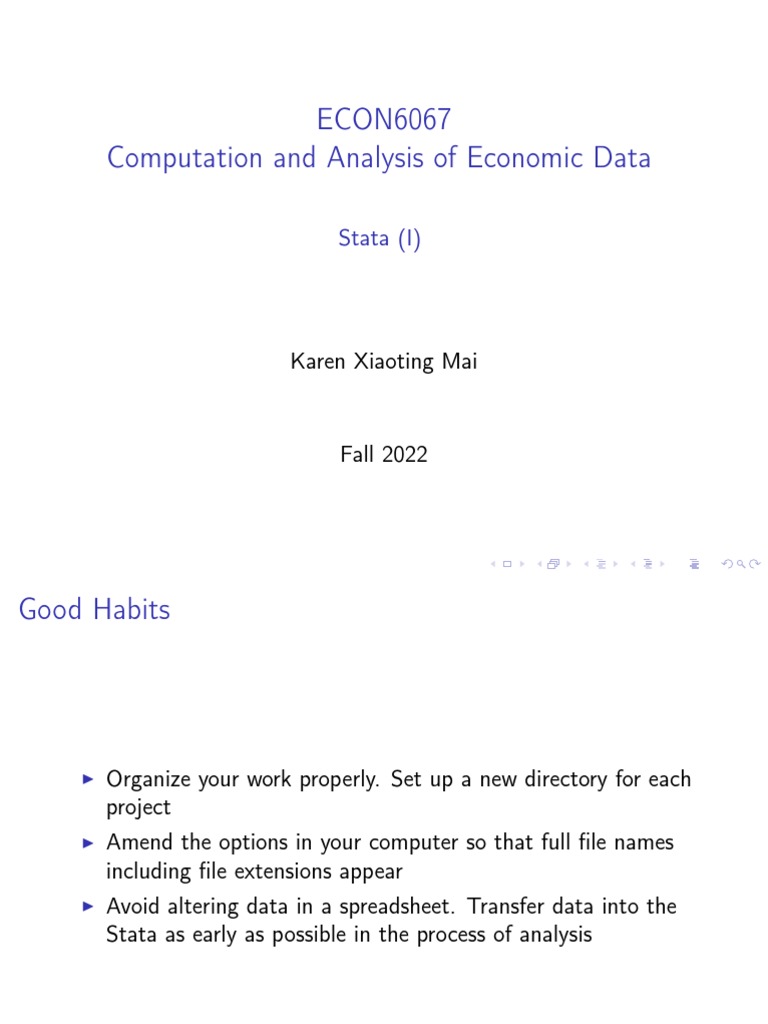 Stata Data Analysis Guide for ECON6067 | PDF | String (Computer Science ...