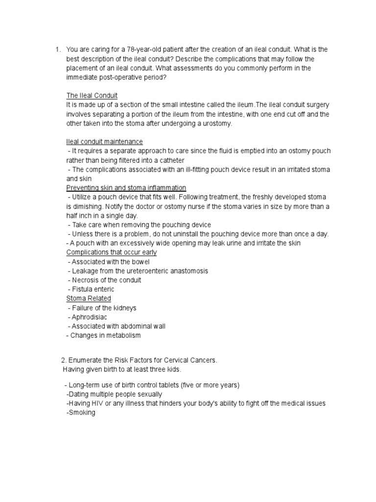 Ileal Conduit Care and Complications PDF Cancer Surgery