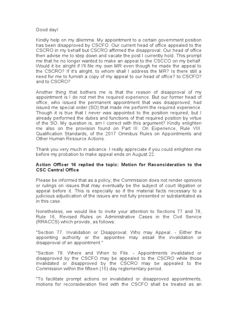 Legal Opinion From Csc Pdf Lawsuit Justice