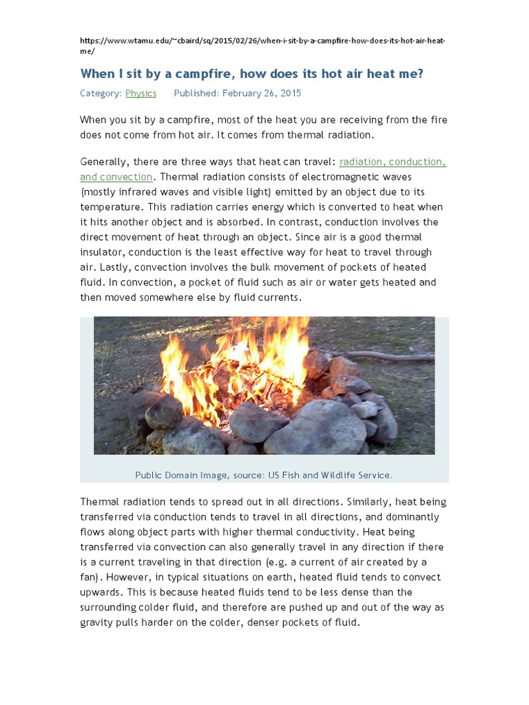 How Thermal Radiation, Not Hot Air, Heats You at a Campfire PDF