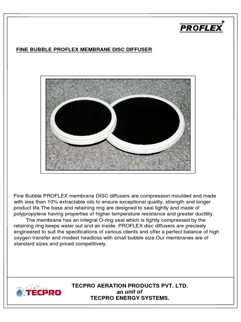Fine Bubble PROFLEX Membrane Disc Diffusers: Detailed Specifications ...