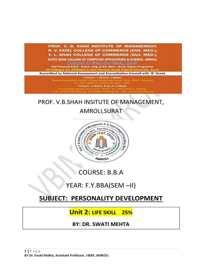 Unit 2 Life Skill PDF Decision Making Emotions