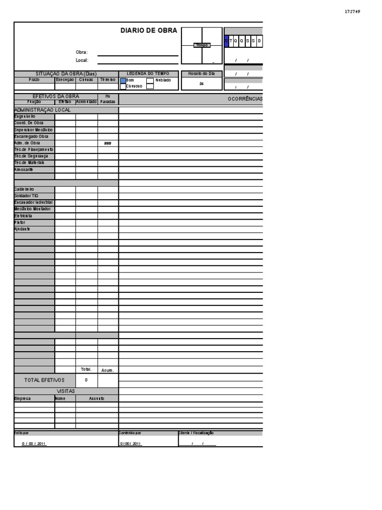 Modelo Diario de Obra