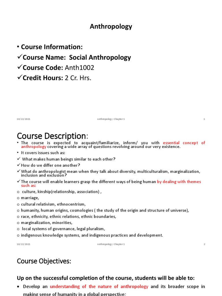 Anthropology Chapter 1 Pdf Anthropology Ethnography