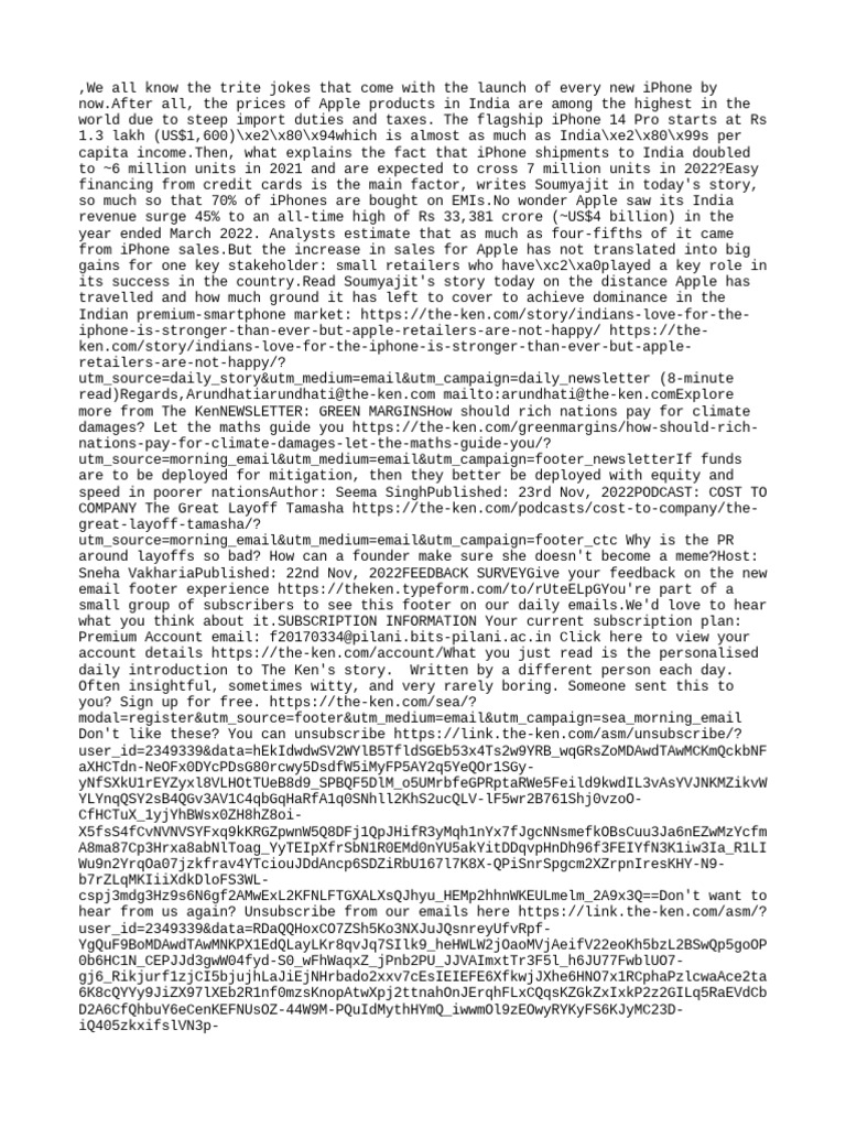 Why Apple Retailers in India Are Not Happy PDF Apple Inc. I Phone