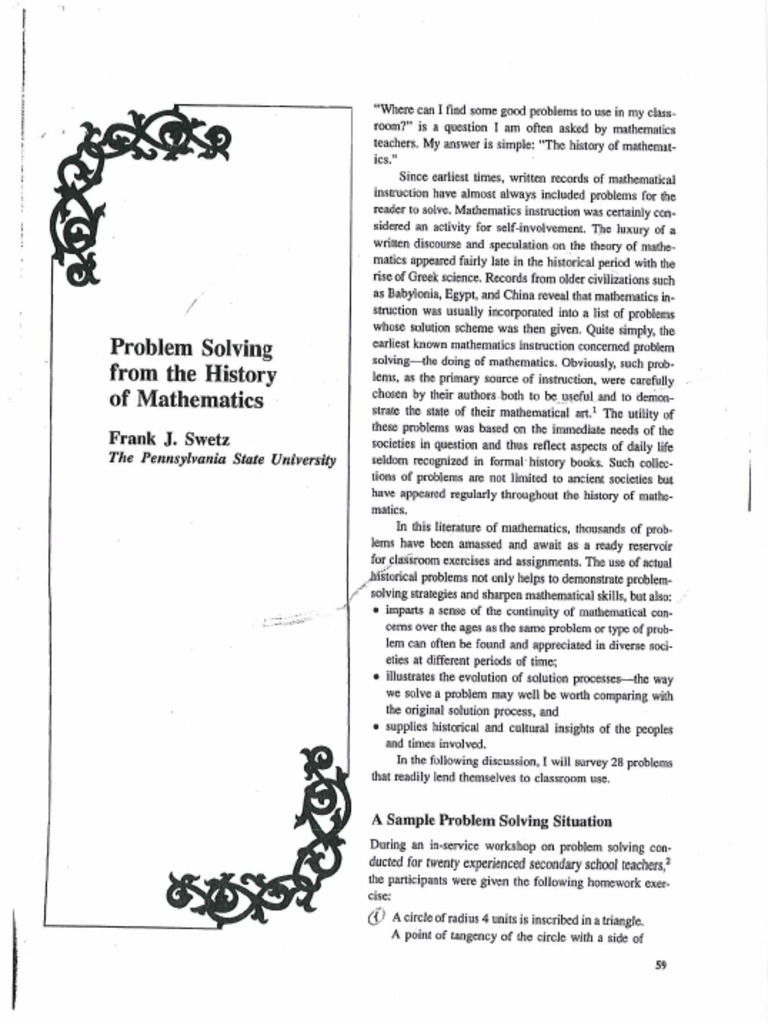 Problem Solving From The History of Mathematics | PDF