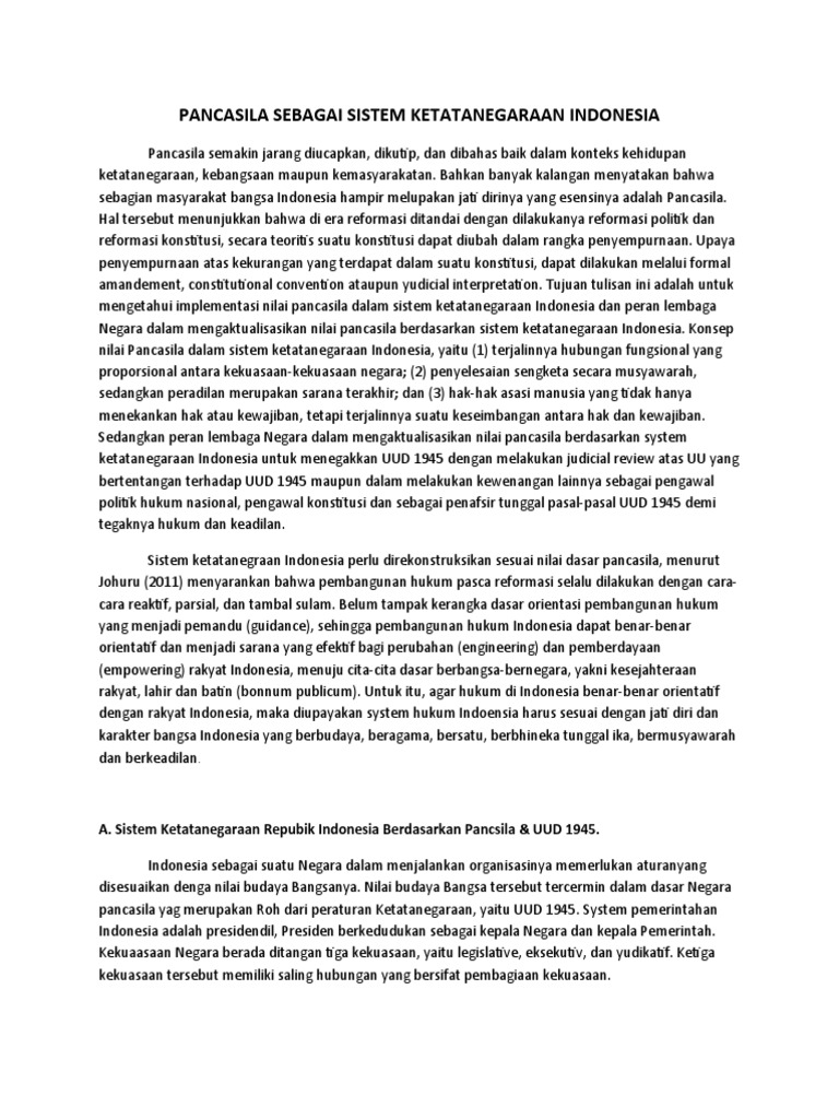 Pancasila Sebagai Sistem Ketatanegaraan Indonesia PDF