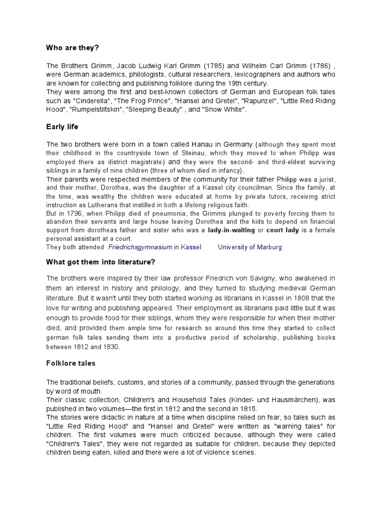 Grimm Brothers | PDF | Brothers Grimm | Fairy Tales