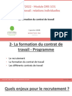 LICENCE RH 2021 2022 - Module DRS 1O1 Relations Individuelles - 2 - La Formation Du Contrat de Travail Partie 1