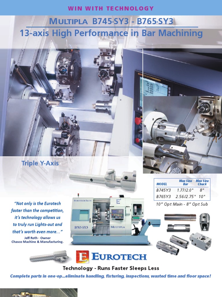 Eurotech B745Y3-B765Y3 Overview | PDF | Machining | Automation