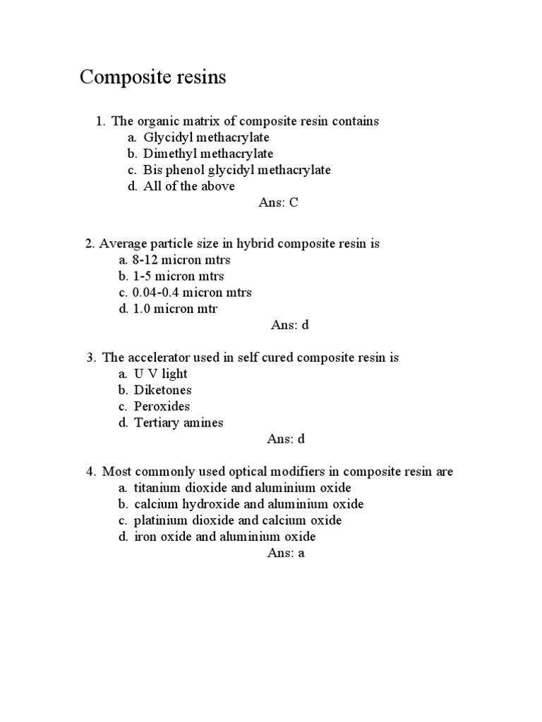 Composite Resins | PDF | Science & Mathematics