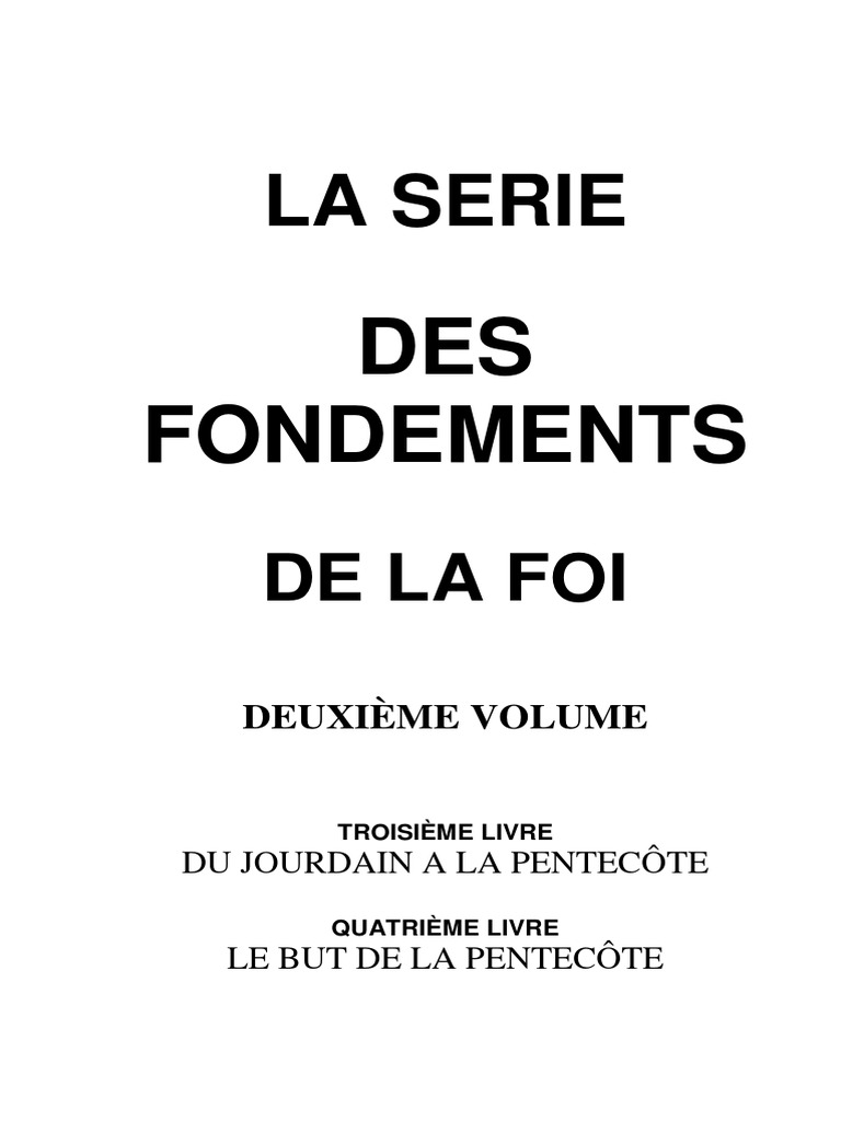 La Série Des Fondements de La Foi Vol. 2 | PDF