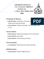 Horarios Semana Santa Ntra. Sra. del Mercado 2019